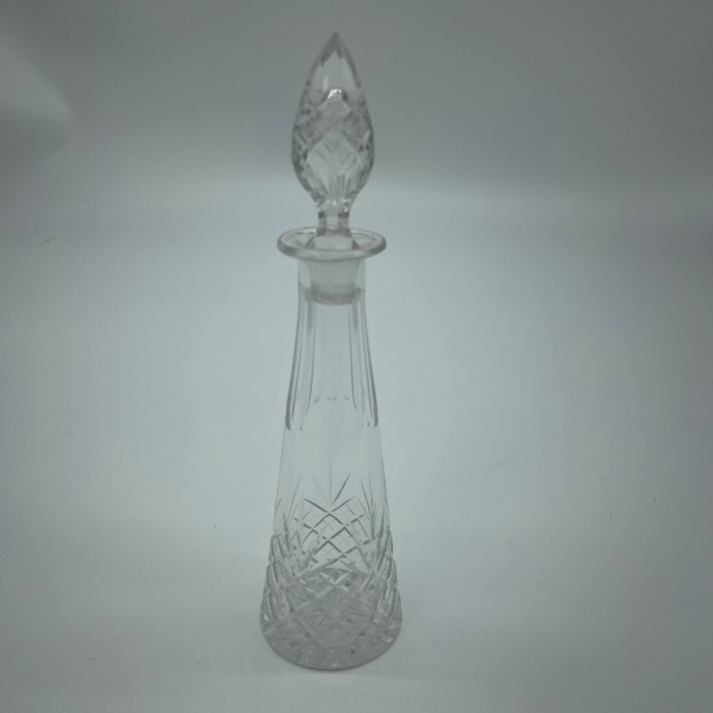 Crystal‎ Decanter Carafe Wine Liquor Bottle Stopper Diamond Cut 10.25"